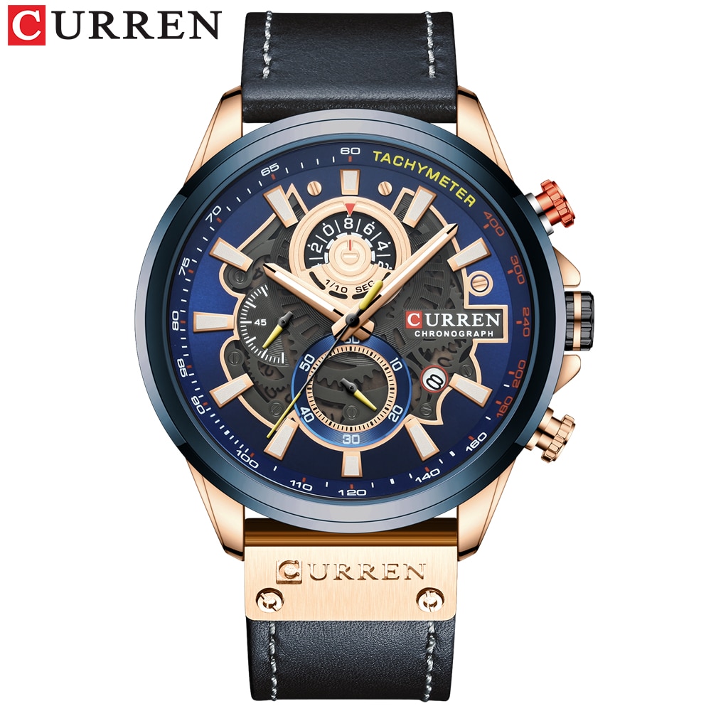 Curren Men’s Watches Top Brand Luxury Chronograph Quartz Men Watch Waterproof Sport Wrist Watch Men Stainless Steel Male Clock